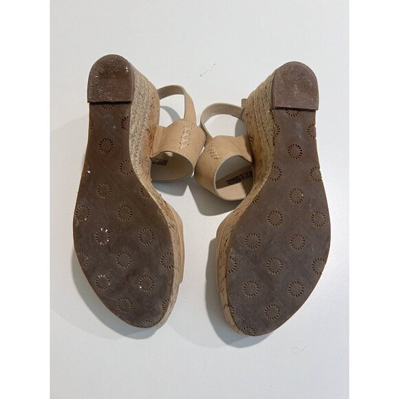 UGG Elena Horchata Leather Slingback Wedge Sandal US 9.5 Neutral Capsule Beach - Picture 6 of 8